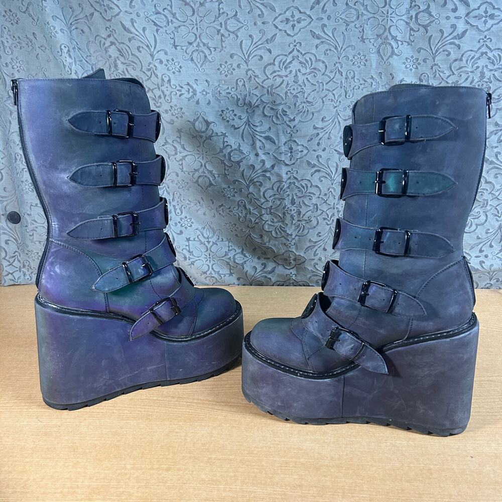 YRU Alien Reflective Iridescent Platforms Festival Club Rave Halloween Size 11 M